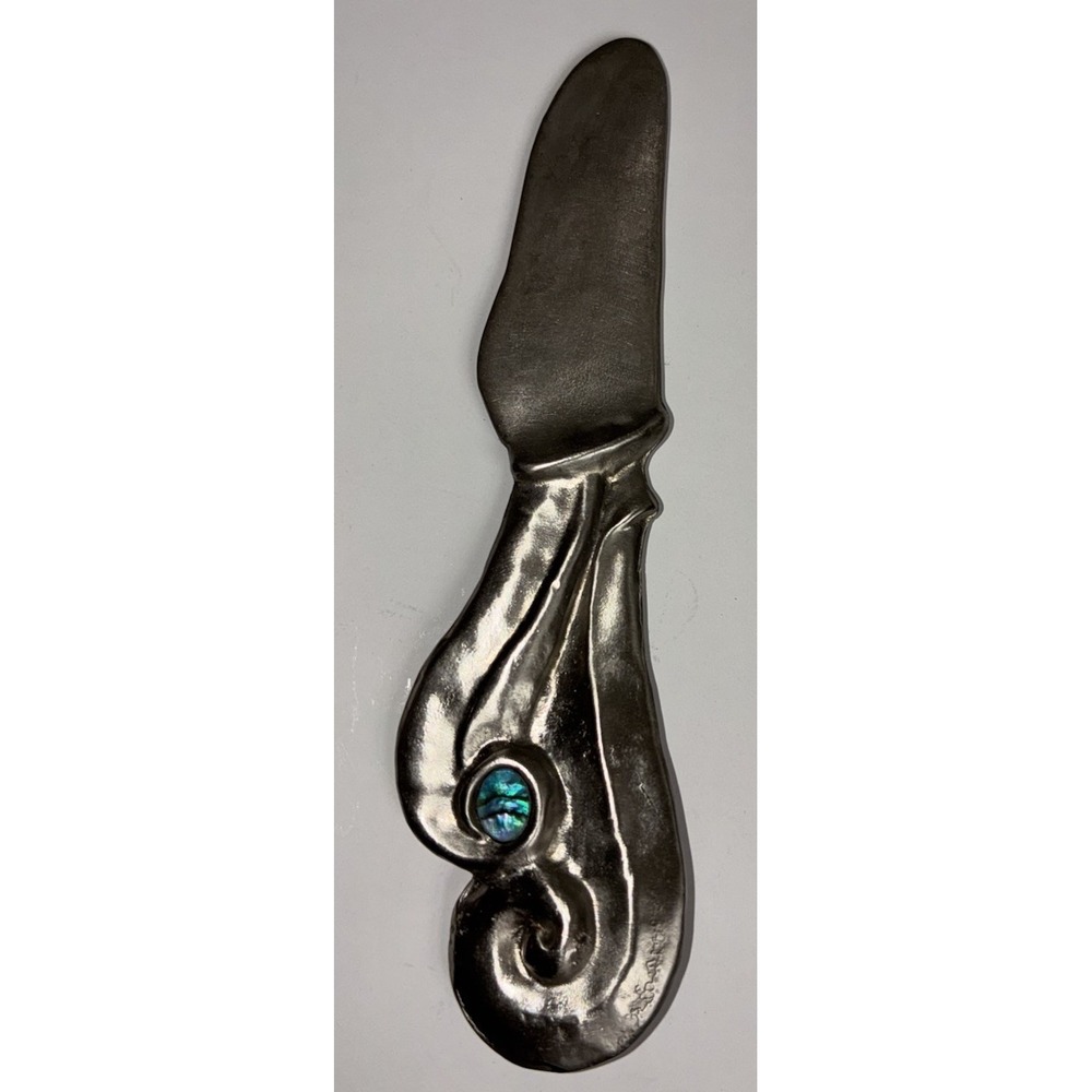 Butter Knife Pate Spreader Metal‎ Abalone Aboriginal Vintage